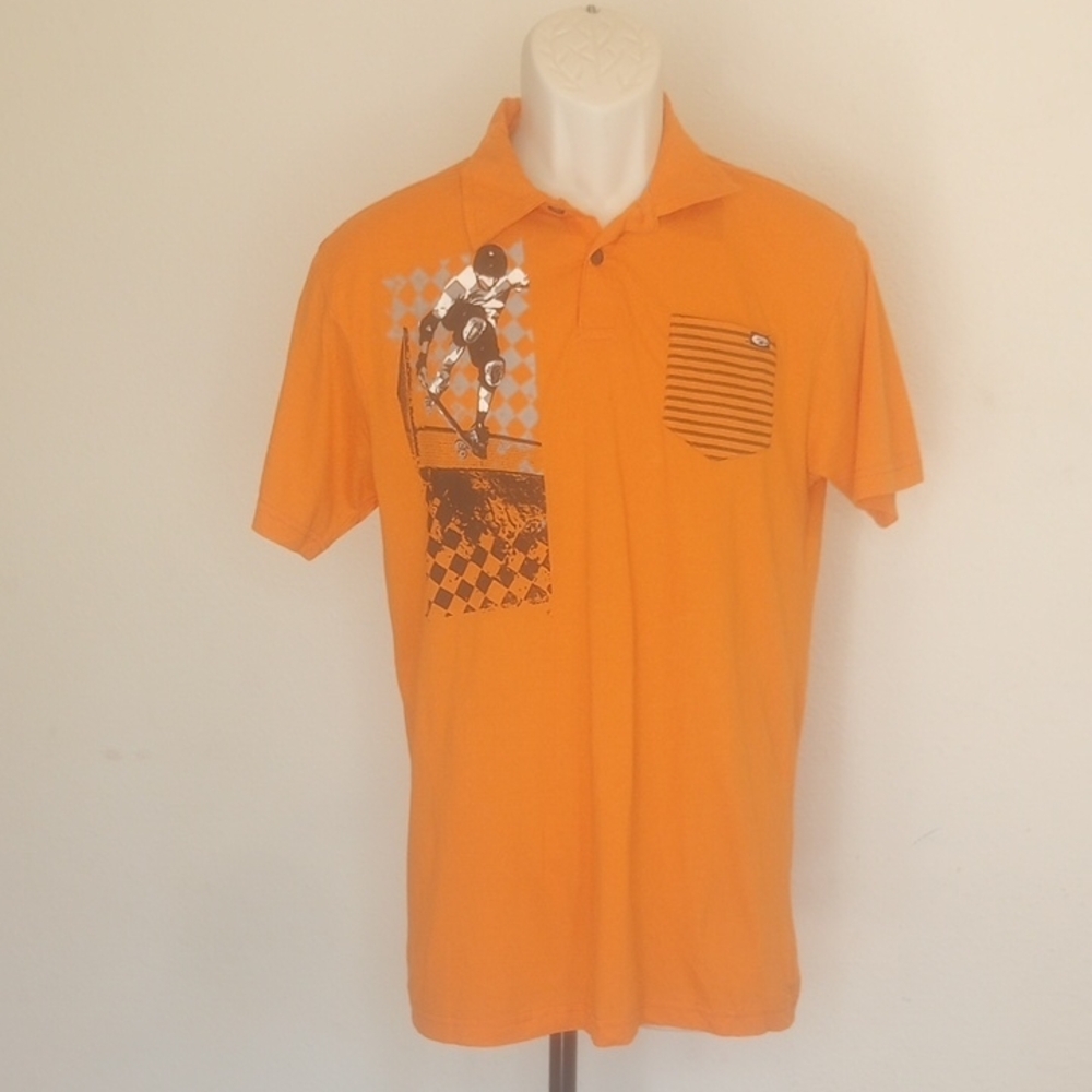 Pointzero Orange Graphic Polo Shirt Sz 16/18  Shortsleeves
